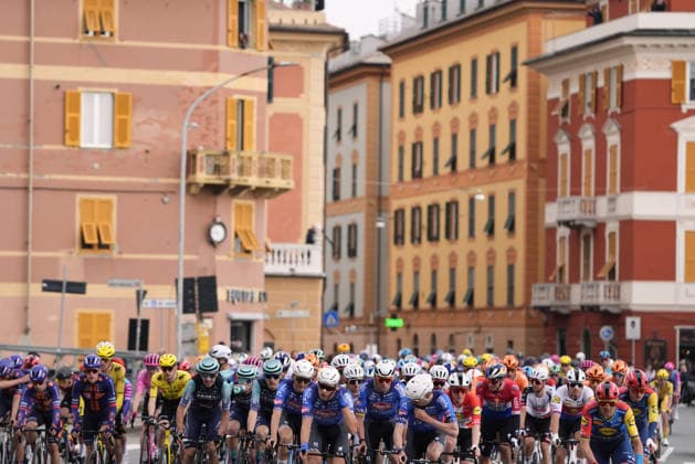 The race during the men s elite race of the Milano-Sanremo one day cycling race (298 km) from Pavia to Sanremo - North West Italy - March 20, 2026. - cycling .  Copyright: xFabioxFerrari LaPressex