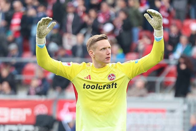 21.03.2026, xrekx, Fussball 2.Bundesliga, 1. FC Nuernberg - 1.FC Kaiserslautern v.l. Jan Reichert (1.FC Nuernberg) bejubelt das 3:0 (DFL DFB REGULATIONS PROHIBIT ANY USE OF PHOTOGRAPHS as IMAGE SEQUENCES and or QUASI-VIDEO) Nuernberg