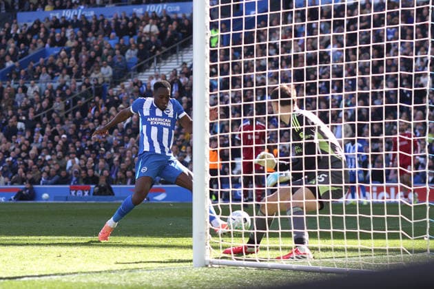 Brighton v Liverpool 21 March 2026, Falmer - Premier League Football - Brighton & Hove Albion v Liverpool - Danny Welbeck of Brighton & Hove Albion scores their 2nd goal - Photo: Charlotte Wilson Offside. Falmer UK Copyright: xCharlottexWilsonx xOffsidexOffside