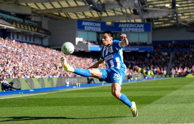 Brighton and Hove Albion v Liverpool, Premier League, Football, Amex Stadium, Brighton, UK - 21 Mar 2026 Diego Gomez of Brighton Brighton Amex Stadium Brighton UK, UK NEWSPAPERS OUT Copyright: xSeanxRyanx