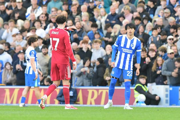 Brighton and Hove Albion v Liverpool, Premier League Kaoru Mitoma joins the action as he is substituted on in the the 74th minute during the Premier League match between Brighton and Hove Albion and Liverpool at the American Express Stadium, Brighton and Hove, UK on 21 March 2026. Brighton and Hove American Express Stadium East Sussex UK Editorial use only DataCo restrictions apply See www.football-dataco.com , Copyright: xJeffxMoodx PSI-23949-0016