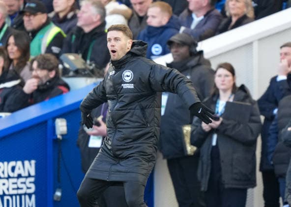 Brighton and Hove Albion v Liverpool, Premier League, Football, Amex Stadium, Brighton, UK - 21 Mar 2026 Fabian Hurzeler manager of Brighton Brighton Amex Stadium Brighton UK, UK NEWSPAPERS OUT Copyright: xSeanxRyanx