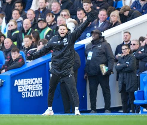 Brighton and Hove Albion v Liverpool, Premier League, Football, Amex Stadium, Brighton, UK - 21 Mar 2026 Fabian Hurzeler manager of Brighton Brighton Amex Stadium Brighton UK, UK NEWSPAPERS OUT Copyright: xSeanxRyanx