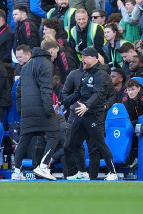 Brighton and Hove Albion v Liverpool, Premier League, Football, Amex Stadium, Brighton, UK - 21 Mar 2026 Fabian Hurzeler manager of Brighton celebrates at the end of the game with his assistant. Brighton Amex Stadium Brighton UK, UK NEWSPAPERS OUT Copyright: xSeanxRyanx