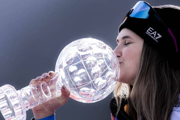 foto IPP gabriele fecciotti Pentaphoto Kvitfjell 21 03 2026 finali coppa del mondo di sci alpino - discesa maschile nella foto Laura Pirovano (ITA) con la coppa di specialità italy ITALY  Copyright: xR4924_italyphotopressx