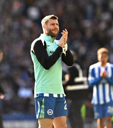 James Milner of Brighton celebrates their win during the Premier League match between Brighton and Hove Albion and Liverpool at the American Express Stadium , Brighton , UK - 21st March 2026 Brighton & Hove Albion vs Liverpool Premier League Football, Amex Stadium, Sussex, United Kingdom - 21 Mar 2026Brighton Amex Stadium Sussex United Kingdom Editorial use only. No merchandising. For Football images FA and Premier League restrictions apply inc. no internet mobile usage without FAPL license - for details contact Football Dataco  Copyright: xSimonxDack TPI Shutterstockx 16784403ai