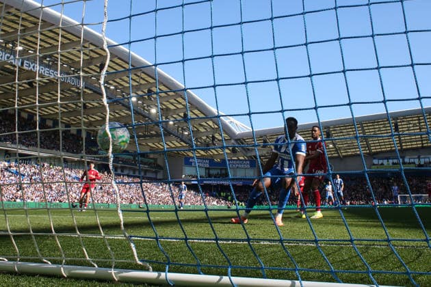 Brighton v Liverpool 21 March 2026, Falmer - Premier League Football - Brighton & Hove Albion v Liverpool - Danny Welbeck of Brighton & Hove Albion scores their 2nd goal - Photo: Charlotte Wilson Offside. Falmer UK Copyright: xCharlottexWilsonx xOffsidexOffside