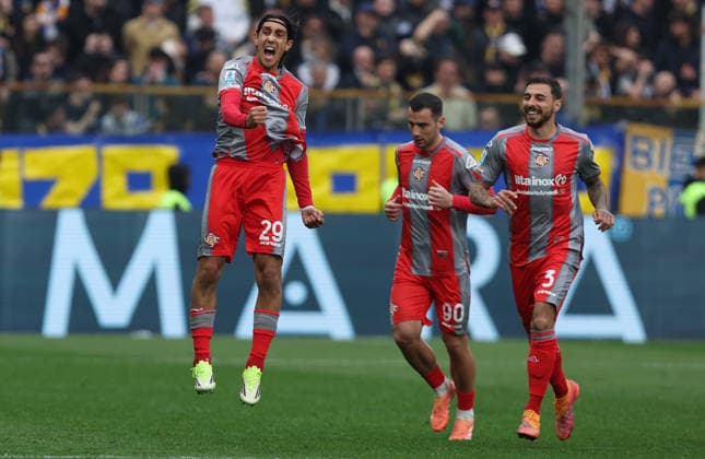Exultation Cremonese™s Youssef Maleh goal during the Serie A soccer match between Parma and Cremonese at the Ennio Tardini Stadium in Parma - Saturday March 21, 2026. - Soccer .  Copyright: xGiannixSantandrea LaPressex