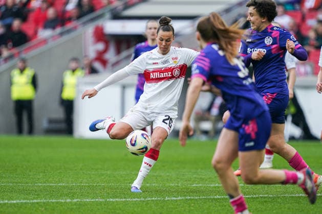 Nicole Billa (VfB Stuttgart, 26) beim Schuss, GER, VfB Stuttgart vs. 1. FSV Mainz 05, Fussball, Frauen, 2. Bundesliga, 20. Spieltag, Saison 2025 2026, 21.03.2026, GER, VfB Stuttgart vs. 1. FSV Mainz 05, Fussball, Frauen, 2. Bundesliga, 20. Spieltag, Saison 2025 2026, 21.03.2026 Stuttgart Copyright: xEibner-Pressefoto ChristianxLangx EP_CLG