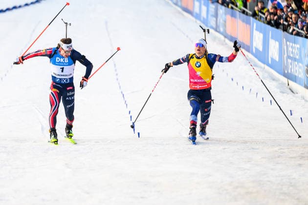 260321 Sturla Holm Laegreid of Norway and Eric Perrot of France competes in men s 12,5 km pursuit during the IBU World Cup on March 21, 2026 in Oslo. Photo: Mathias Bergeld BILDBYRAN kod MB MB1350 skidskytte biathlon skiskyting världscupen ibu world cup jaktstart pursuit bbeng norge norway *** 260321 Sturla Holm Laegreid of Norway and Eric Perrot of France competes in men s 12,5 km pursuit during the IBU World Cup on March 21, 2026 in Oslo Photo Mathias Bergeld BILDBYRAN kod MB MB1350 biathlon biathlon skiskyting världscupen ibu world cup jaktstart pursuit bbeng norge norway  Copyright: MATHIASxBERGELD BB260321MB089