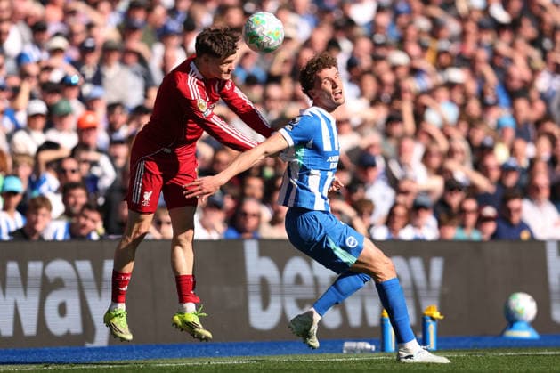 Brighton v Liverpool 21 March 2026, Falmer - Premier League Football - Brighton & Hove Albion v Liverpool - Florian Wirtz of Liverpool and Mats Wieffer of Brighton & Hove Albion - Photo: Charlotte Wilson Offside. Falmer UK Copyright: xCharlottexWilsonx xOffsidexOffside