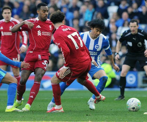 Football - 2025 2026 Premier League - Brighton & Hove Albion vs. Liverpool - the Amex (Falmer Stadium) - Saturday 21st March 2026 Kaoru Mitoma of Brighton 