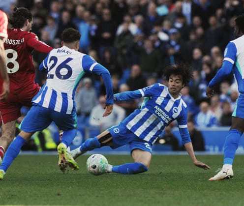Football - 2025 2026 Premier League - Brighton & Hove Albion vs. Liverpool - the Amex (Falmer Stadium) - Saturday 21st March 2026 Kaoru Mitoma of Brighton 