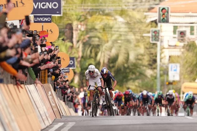 Tadej PogaÄar of UAE Team Emirates XRG winner And Thomas Pidcock of Pinarello-Q36.5 Pro Cycling Teamduring the men s elite race of the Milano-Sanremo one day cycling race (298 km) from Pavia to Sanremo - North West Italy - March 20, 2026. - cycling .  Copyright: xMassimixPaolone LaPressex