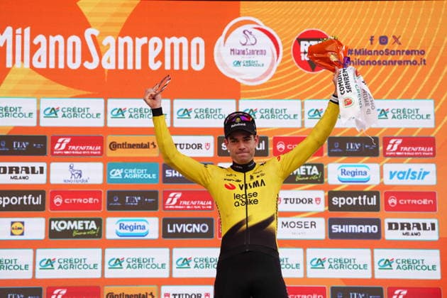 Wout Van Aert of Team Visma Lease a Bike during the men s elite race of the Milano-Sanremo one day cycling race (298 km) from Pavia to Sanremo - North West Italy - March 20, 2026. - cycling .  Copyright: xMassimixPaolone LaPressex