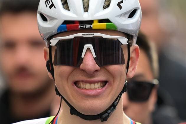 Slovenian Tadej Pogacar of UAE Team Emirates-XRG pictured after winning the Milano-Sanremo one day cycling race for men, 298km from Milan to San Remo, Italy, Saturday 21 March 2026. DAVIDxPINTENS  x168475532x