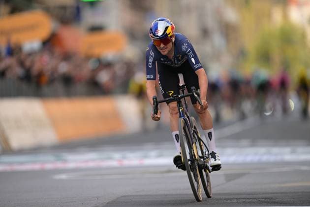 British Tom Pidcock of Pinarello Q36.5 Pro Cycling Team pictured after finishing second at the Milano-Sanremo one day cycling race for men, 298km from Milan to San Remo, Italy, Saturday 21 March 2026. DAVIDxPINTENS  x168475664x