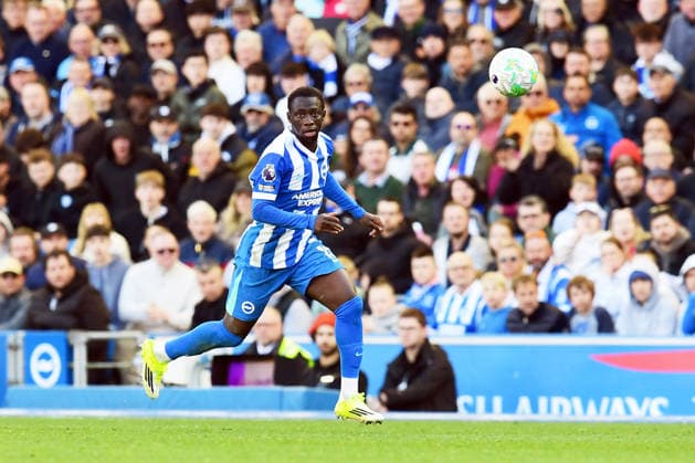 Brighton and Hove Albion v Liverpool, Premier League Yankuba Minteh Forward of Brighton and Hove Albion chases down the ball during the Premier League match between Brighton and Hove Albion and Liverpool at the American Express Stadium, Brighton and Hove, UK on 21 March 2026. Brighton and Hove American Express Stadium East Sussex UK Editorial use only DataCo restrictions apply See www.football-dataco.com , Copyright: xJeffxMoodx PSI-23949-0035