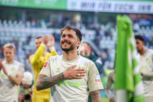 Deutschland: Bundesliga 2025 2026, 27. Spieltag - VfL Wolfsburg vs SV Werder Bremen - Volkswagen Arena (Wolfsburg): Freude, Emotionen, Jubel Leonardo Bittencourt (SV Werder Bremen, 10) Wolfsburg *** Germany Bundesliga 2025 2026, Matchday 27 VfL Wolfsburg vs SV Werder Bremen Volkswagen Arena Wolfsburg Joy, emotions, jubilation Leonardo Bittencourt SV Werder Bremen, 10 Wolfsburg Copyright: xAymanxAlahmedx
