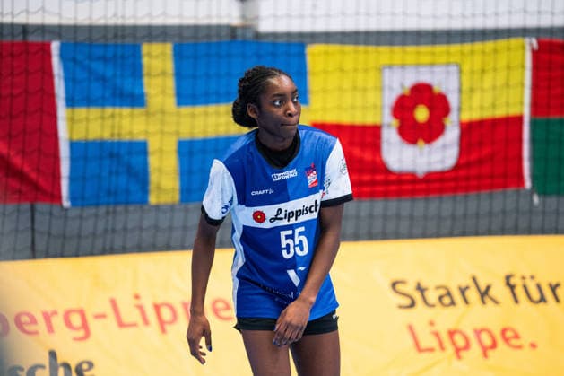 HSG Blomberg-Lippe (GER) vs. Vfl Oldenburg (GER), Handball, 1. Handball Bundesliga Frauen, 20. Spieltag, 21.3.2026, Saision 2025 2026, Blomberg Farrelle Njinkeu (HSG Blomberg-Lippe, 55) Blomberg Sporthalle an der Ulmenallee Deutschland