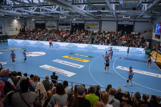HSG Blomberg-Lippe (GER) vs. Vfl Oldenburg (GER), Handball, 1. Handball Bundesliga Frauen, 20. Spieltag, 21.3.2026, Saision 2025 2026, Blomberg Die Sporthalle an der Ulmenallee von innen waehrend dem Spiel Blomberg Sporthalle an der Ulmenallee Deutschland