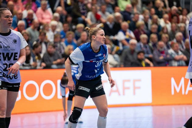 HSG Blomberg-Lippe (GER) vs. Vfl Oldenburg (GER), Handball, 1. Handball Bundesliga Frauen, 20. Spieltag, 21.3.2026, Saision 2025 2026, Blomberg Alexia Hauf (HSG Blomberg-Lippe, 31) verzieht das Gesicht Blomberg Sporthalle an der Ulmenallee Deutschland