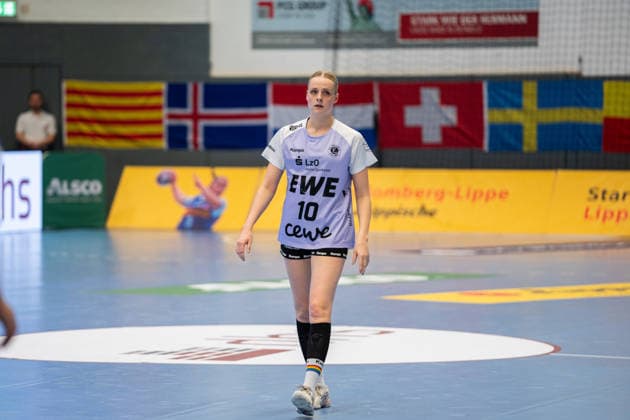 HSG Blomberg-Lippe (GER) vs. Vfl Oldenburg (GER), Handball, 1. Handball Bundesliga Frauen, 20. Spieltag, 21.3.2026, Saision 2025 2026, Blomberg Melanie Fragge (Vfl Oldenburg, 10) beim Spielaufbau Blomberg Sporthalle an der Ulmenallee Deutschland