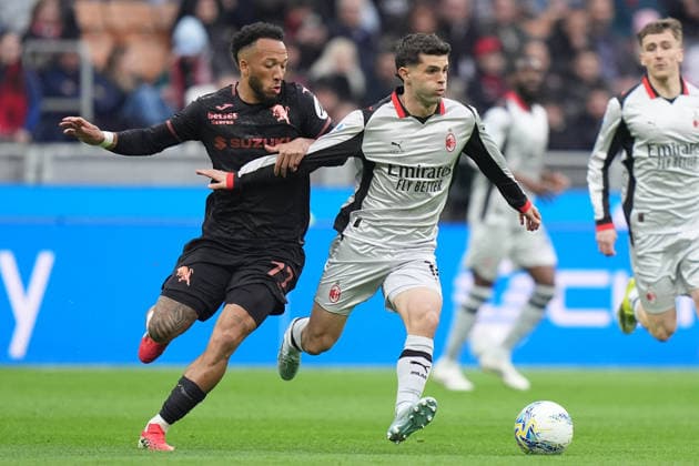 AC Milan s Christian Pulisic during the Serie A soccer match between Milan and Torino at the San Siro Stadium in Milan , north Italy - Saturday , March 21 , 2026. - Soccer .  Copyright: xSpada LaPressex