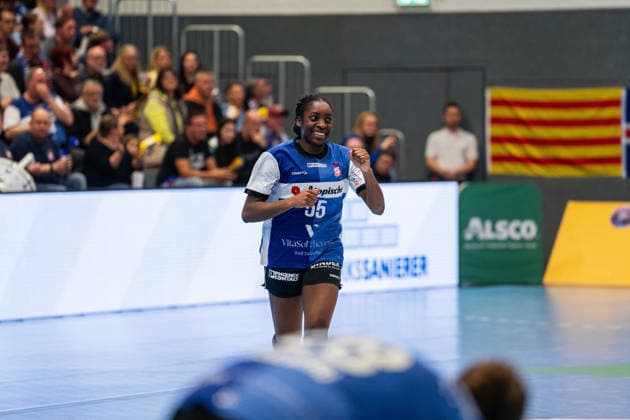 HSG Blomberg-Lippe (GER) vs. Vfl Oldenburg (GER), Handball, 1. Handball Bundesliga Frauen, 20. Spieltag, 21.3.2026, Saision 2025 2026, Blomberg Farrelle Njinkeu (HSG Blomberg-Lippe, 55) jubelt nach einem Tor Blomberg Sporthalle an der Ulmenallee Deutschland
