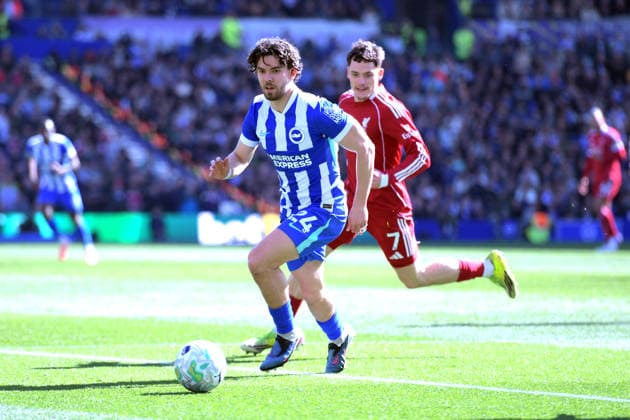Brighton and Hove Albion v Liverpool, Premier League Ferdi KadÄ±oÄülu Defender of Brighton and Hove Albion during the Premier League match between Brighton and Hove Albion and Liverpool at the American Express Stadium, Brighton and Hove, UK on 21 March 2026. Brighton and Hove American Express Stadium East Sussex UK Editorial use only DataCo restrictions apply See www.football-dataco.com , Copyright: xJeffxMoodx PSI-23949-0064