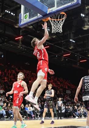 21.03.2026 - Basketball - Saison 2025 2026 - 2. Bundesliga Pro-A - 28. Spieltag: Nürnberg Falcons Basketball Club NBC - Uni Baskets Münster - Sportfoto Zink DaMa - xdaxmax - Vincent John Friederici (30, Nürnberg Falcons BC NBC )