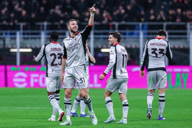 CALCIO - Serie A - AC Milan vs Torino FC Strahinja Pavlovic of AC Milan celebrates after scoring a goal during Serie A 2025 26 football match between AC Milan and Torino FC at San Siro Stadium in Milan Milan Italy  Copyright: xIPAxSport ABACAx
