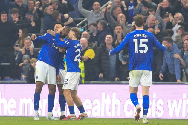 21st March 2026; Hill Dickinson Stadium, Liverpool, England; Premier League Football, Everton versus Chelsea; Beto of Everton celebrates after scoring for 2-0 after 62 minutes  DavidxBlunsden Content restricted for UK based newspaper