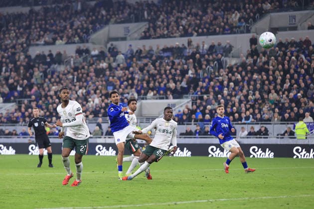Football - Premier League - Everton v Chelsea 21st March 2026 - Premier League - Everton v Chelsea - Iliman Ndiaye of Everton scores their 3rd goal - Photo: Simon Stacpoole Offside. Liverpool UK Copyright: xSimonxStacpoolexOffside