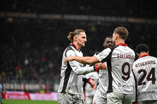 CALCIO - Serie A - AC Milan vs Torino FC Adrien Rabiot of AC Milan celebrating after a goal during the Italian Serie A football match between AC Milan and Torino FC on February 21th, Giuseppe Meazza San Siro Siro stadium in Milan, Italy Milan Italy  Copyright: xIPAxSport ABACAx