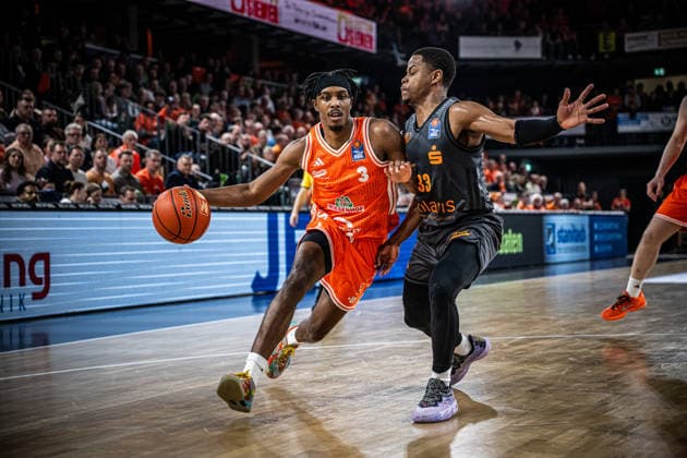 1. Basketball Bundesliga, easyCredit BBL, Saison 2025 2026, Herren, Hauptrunde, 25. Spieltag, 21.03.2026, RASTA Vechta - NINERS Chemnitz Malik Parsons ( 3 - RASTA Vechta) in Aktion Vechta RASTA Dome Niedersachsen Deutschland