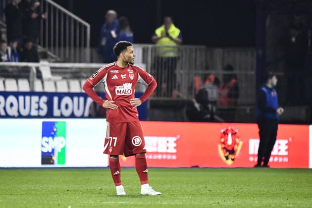 FOOTBALL : AJ Auxerre vs Stade Brestois 29 - Ligue 1 - JournÃ e 27 - 21 03 2026 Deceptions de Kenny Lala (Stade Brestois) aprÃ s le but de Danny Namaso (AJ Auxerre) AuxerreFrance  Copyright: xBaptistexAutissierx