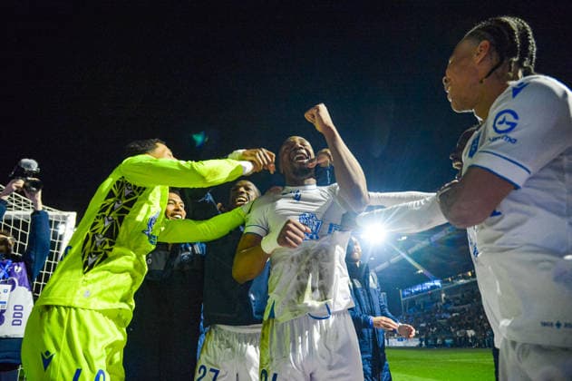 FOOTBALL : AJ Auxerre vs Stade Brestois 29 - Ligue 1 - JournÃ e 27 - 21 03 2026 Joie des joueurs de l™AJ Auxerre apres la victoire contre le Stade Brestois AuxerreFrance  Copyright: xBaptistexAutissierx