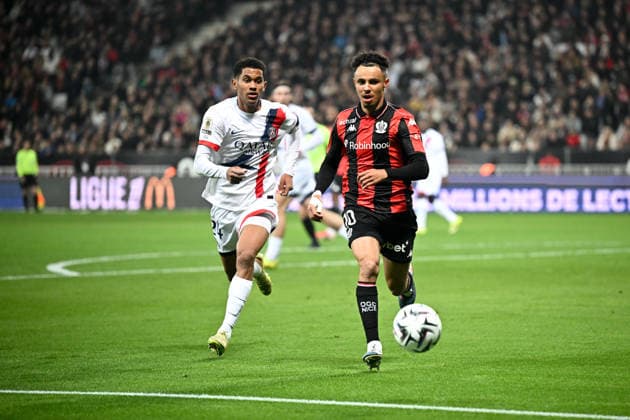 OGC Nice v Paris Saint-Germain - Ligue 1 McDonald s 2025 2026 24 Senny MAYULU (psg) - 10 Sofiane DIOP (ogcn) during the Ligue 1 McDonald s match between Nice and Paris Saint-Germain at Allianz Riviera on March 21, 2026 in Nice, France. Nice France  Copyright: xFEPx 776348332