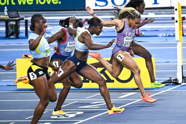 Saint Lucia s Julien Alfred ( 5) takes bronze, Italy s Zaynab Dosso ( 4) wins gold and USA s Jacious Sears ( 2) takes silver in the women s 60m at the World Athletics Indoor Championships at the Kujawsko-Pomorska Arena in Torun, Poland, March 21, 2026. TORUN POLAND x10080x *** Saint Lucia s Julien Alfred 5 takes bronze, Italy s Zaynab Dosso 4 wins gold and USA s Jacious Sears 2 takes silver in the women s 60m at the World Athletics Indoor Championships at the Kujawsko Pomorska Arena in Torun, Poland, March 21, 2026 TORUN POLAND x10080x  Copyright: xFredrikxSandberg TTx WORLD ATHLETICS INDOOR CHAMPIONSHIPS 2026