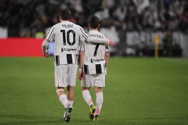 CALCIO - Serie A - Juventus FC vs US Sassuolo Kenan Yildiz (Juventus FC) and Francisco Fernandes da Conceicao (Juventus FC) during Juventus FC vs US Sassuolo, Italian soccer Serie A match in Turin, Italy, March 21 2026 Turin Italy  Copyright: xIPAxSport ABACAx