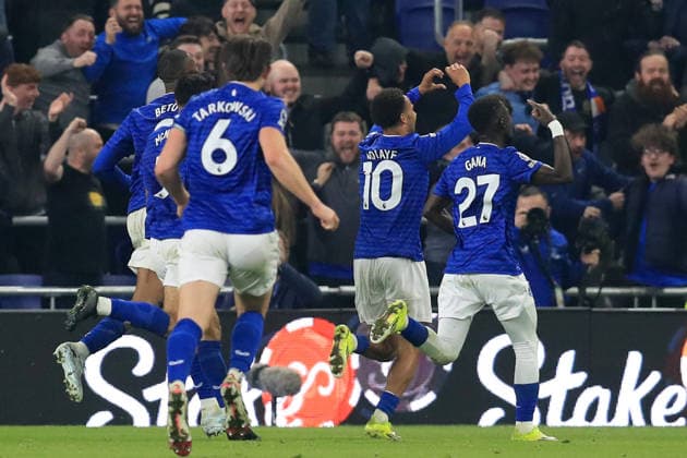 21st March 2026; Hill Dickinson Stadium, Liverpool, England; Premier League Football, Everton versus Chelsea; Iliman Ndiaye of Everton celebrates after scoring for 3-0 after 76 minutes  DavidxBlunsden Content restricted for UK based newspaper