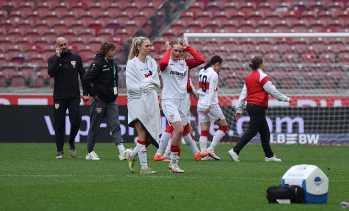 21.03.26 Frauen VfB Stuttgart - 1. FSV Mainz 05 Deutschland, Stuttgart, 21.03.2026, Fussball, Frauen, 2. Bundesliga, Saison 2025 2026, VfB Stuttgart - 1. FSV Mainz 05: v.l. Janina Hechler, Katharina Schäfer (beide VfB Stuttgart).