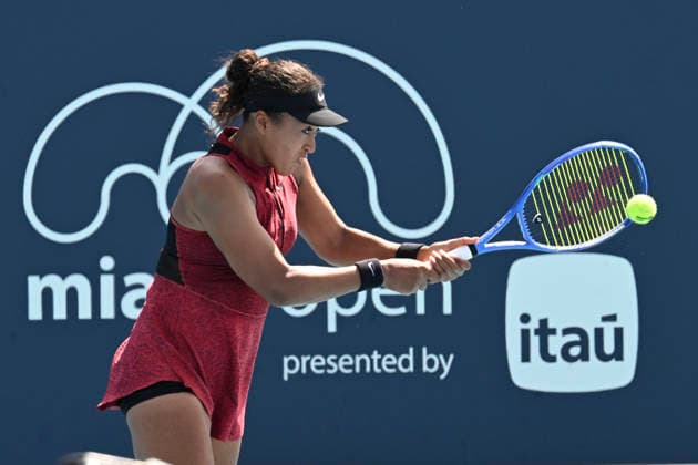 March 21, 2026, Miami Gardens, Florida, USA: NAOMI OSAKA (JPN), plays in a second round women s singles match against Talia Gibson (AUS), at the Miami Open on March 21, 2026, at Hard Rock Stadium in Miami Gardens, Florida. Gibson defeated Osaka 7-5, 6-4. Miami Gardens USA - ZUMAsd3_ 20260321_znp_sd3_085 Copyright: xMichelexEvexSandbergx