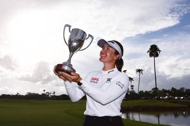 GOLF AUSTRALIAN WPGA, Australia s Hannah Green celebrates her victory during the final round of the 2026 Australian WPGA Championship at Sanctuary Cove Golf and Country Club on the Gold Coast, Sunday, March 22, 2026. ( NO ARCHIVING, EDITORIAL USE ONLY GOLD COAST QUEENSLAND AUSTRALIA  Copyright: xx 20260322181618092703