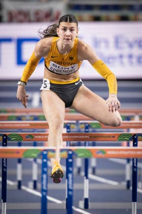 TORUN, POLAND - MARCH 22: Sandrina SPRENGEL (GER) competing in the women s 60m hurdles of the pentathlon during the World Athletics Indoor Championships Kujawy Pomorze 26 on day 3 session 1 at Kujawsko-Pomorska Arena Torun on March 22, 2026 in Torun, Poland. Poland Copyright: xAxelxKohringx