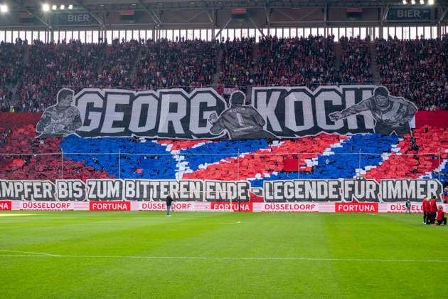 Deutschland: 2.Bundesliga 2025 26 Fortuna Düsseldorf vs Hertha BSC, 27. Spieltag - 22.03.2026 - MERKUR SPIEL-ARENA (Düsseldorf): Fahnen, Schals, Ultras, Tifo - Fortuna Düsseldorf