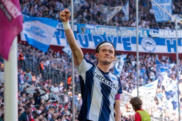 Deutschland: 2.Bundesliga 2025 26 Fortuna Düsseldorf vs Hertha BSC, 27. Spieltag - 22.03.2026 - MERKUR SPIEL-ARENA (Düsseldorf): Jubel, Begeisterung, Freude, Emotion Fabian Reese (Hertha BSC,11)