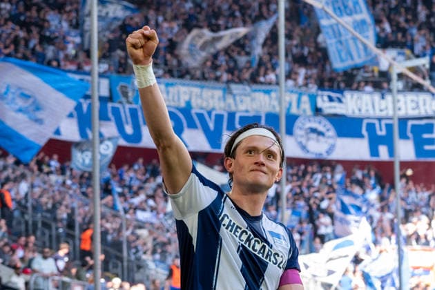 Deutschland: 2.Bundesliga 2025 26 Fortuna Düsseldorf vs Hertha BSC, 27. Spieltag - 22.03.2026 - MERKUR SPIEL-ARENA (Düsseldorf): Jubel, Begeisterung, Freude, Emotion Fabian Reese (Hertha BSC,11) *** Germany 2 Bundesliga 2025 26 Fortuna Düsseldorf vs Hertha BSC, Matchday 27 22 03 2026 MERKUR SPIEL ARENA Düsseldorf Cheers, enthusiasm, joy, emotion Fabian Reese Hertha BSC,11 Copyright: xOrhanxHabashx