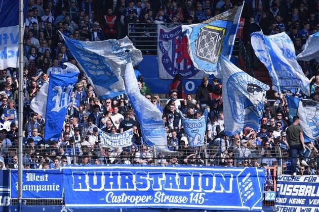 Fußball 2. Bundesliga 27. Spieltag VfL Bochum - Holstein Kiel am 22.02.2026 im Vonovia Ruhrstadion in Bochum Fanblock Fans VfL Bochum DFL regulations prohibit any use of photographs as image sequences and or quasi-video.